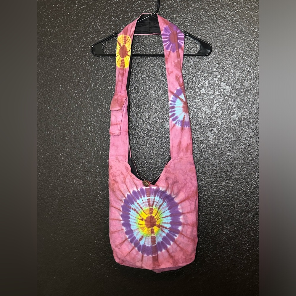 Kathmandu Imports Tie-Dye Shoulder Bag - Pink/Yellow/Purple